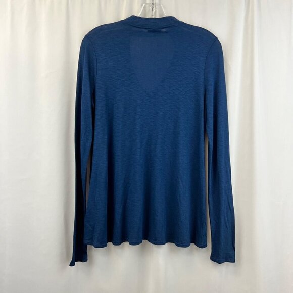 Express Womens Long Sleeve Choker Cut Out Semi Sheer Top Blue S - Picture 6 of 8